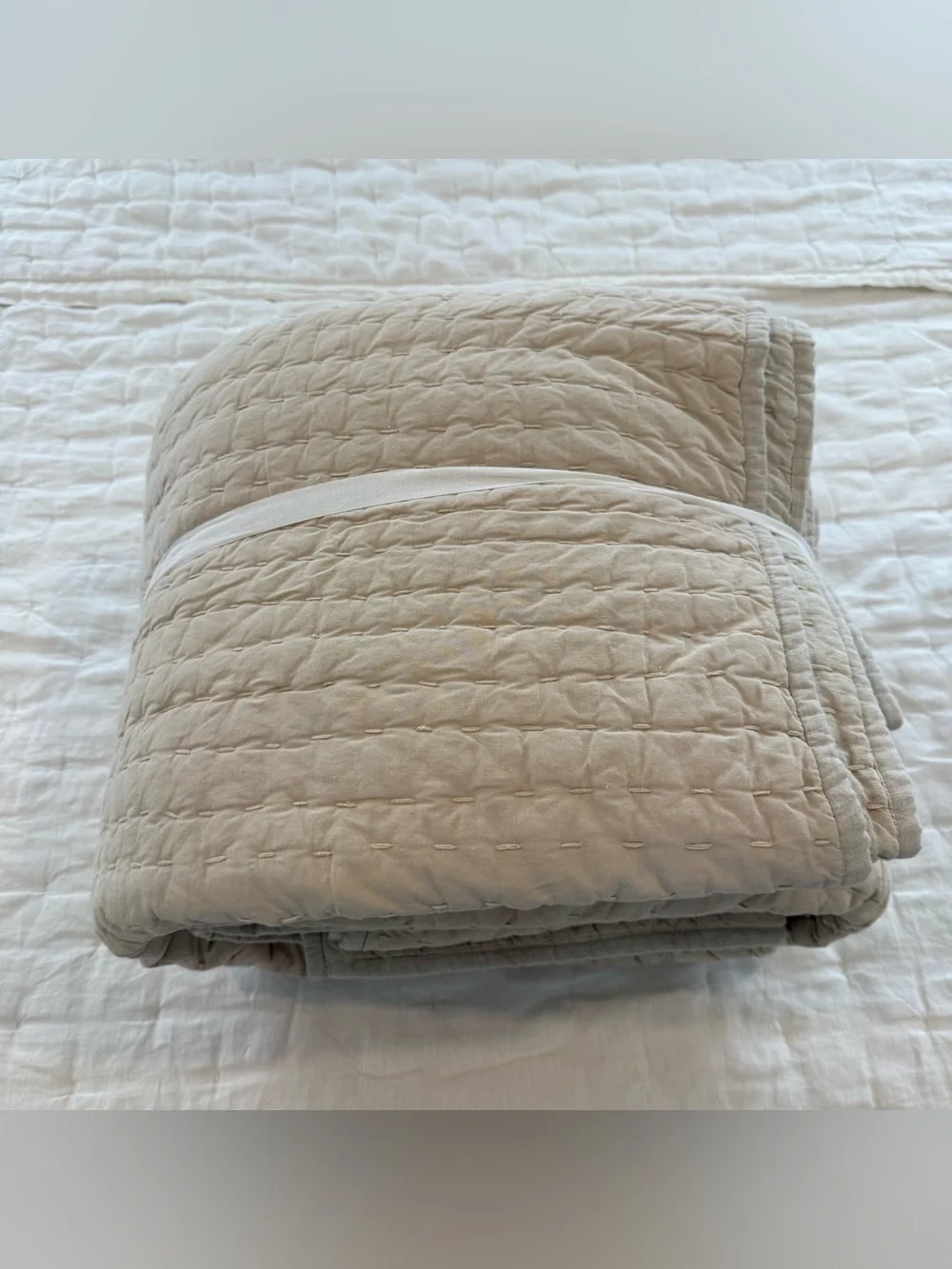 New Quince European Linen Cotton Stitch Quilt Set King/CalKing $219.90 - Natural